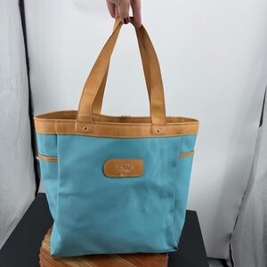 Jon Hart Left Bank Tote Bag blue “EMS” leather trim